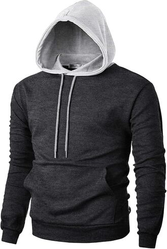 Ohoo Mens Block Block Shirt مع kangaroo Pocket Slim Fit Pullover خفيفة الوزن in Saudi Arabia