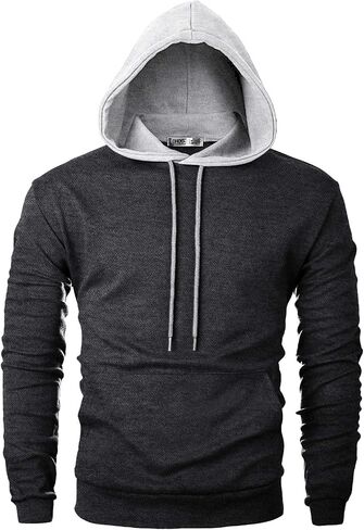 Ohoo Mens Block Block Shirt مع kangaroo Pocket Slim Fit Pullover خفيفة الوزن in Saudi Arabia