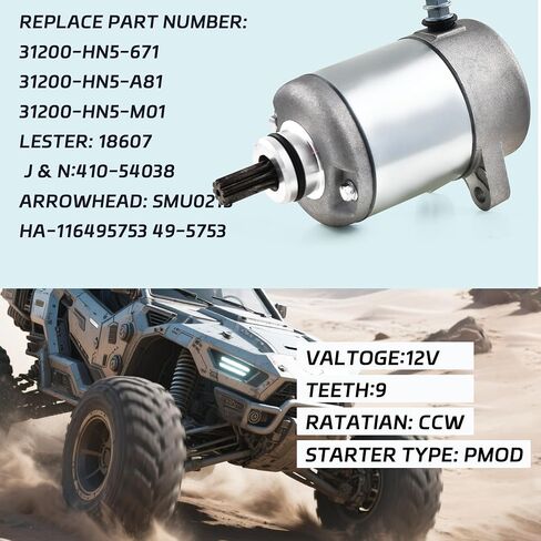 Starter Motor for Honda 2000-2006 ATV TRX350FE/FM/TE/TM & Rancher 350 Four Trax 329cc - Replaces 31200-HN5-M01, 31200-HN5-A81, 31200-HN5-671, 26-1215, SMU0215​​ in Saudi Arabia
