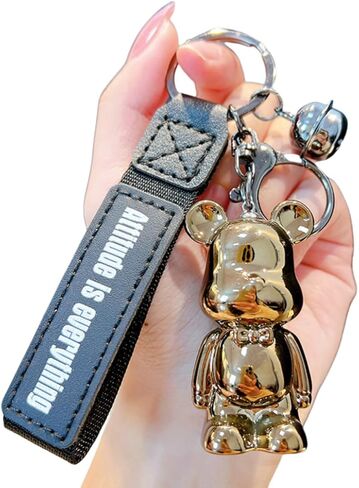 HSYHERE Cute Cool Vintage Glossy Surface Plated Bowknot Bear Keychain Cartoon Animal Bag Pendant Car Key Pendant Keyring in Saudi Arabia