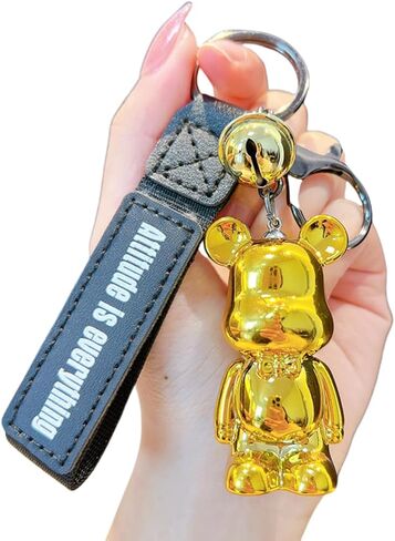 HSYHERE Cute Cool Vintage Glossy Surface Plated Bowknot Bear Keychain Cartoon Animal Bag Pendant Car Key Pendant Keyring in Saudi Arabia