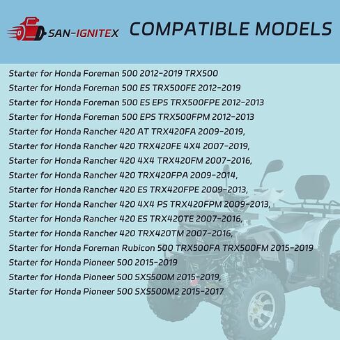 Starter Motor-Honda Rancher 420 Accessories & PowerSports Parts for TRX420/Foreman 500/Pioneer 500- يحل محل 31200-HP5-601 ، 31200-HR0-F01 ، 31200-HN5-M01 ، 31200-HN5-671 in Saudi Arabia