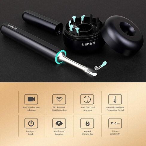 كاميرا أداة إزالة شمع الأذن، إزالة شمع الأذن، منظف الأذن من بيبيرد مع كاميرا مع منظار الأذن 1080 بكسل مع ضوء، مجموعة إزالة شمع الأذن مع 9 اختيارات للأذن، كاميرا الأذن متوافقة مع هواتف iPhone، iPad، Android in Kuwait