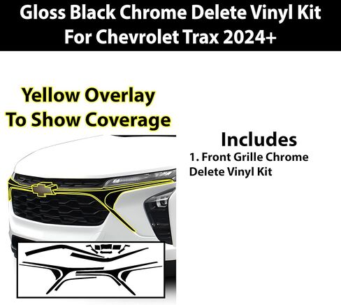 BOGAR TECH DESIGNS Front Chrome Delete Overlay Compatible with Chevrolet Trax 2024-2025, Gloss Black in Saudi Arabia