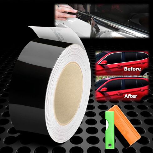 مجموعة أدوات مجانية Avery Dennison Gloss Black Vinyl Wrap Kit for Black Out Chrome Delete Window Trim Trim 2 "x25ft in Kuwait