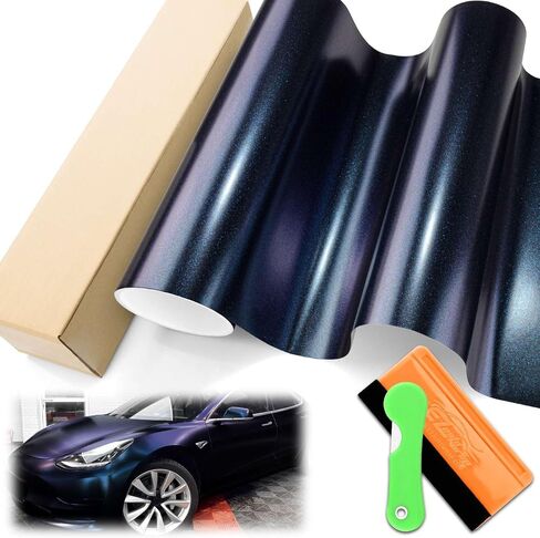 1ftx5ft Galaxy Dust Matte Midnight Blue Chameleon Metallic Color Shift Change Vinyl Wrap Auto Car Sticker Mical Sheet Sheet Bubble Free Air Technology with Tool in Saudi Arabia