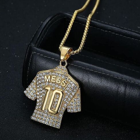رقم 10 لكرة القدم جيرسي قلادة، رقم 10 جيرسي لكرة القدم قلادة للرجال، رقم 10 كرة القدم قلادة كرة القدم سحر المجوهرات، روك كرة القدم جيرسي قلادة لاعب كرة القدم رقم 10 قلادة قلادة in Kuwait