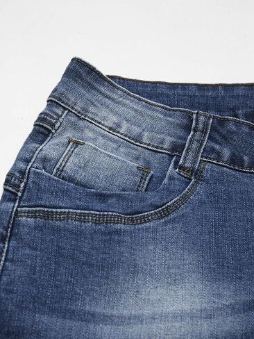Flamingals Lace Trim Jean Shorts for Women Raw Hem Mid Waist Denim Shorts in Saudi Arabia