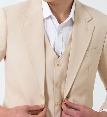 Men's Linen Suit 3 Piece Summer Slim Fit Retro Blazer Suits Set Beach Wedding Party Groomsmen Prom Jacket Vest Pants in Saudi Arabia
