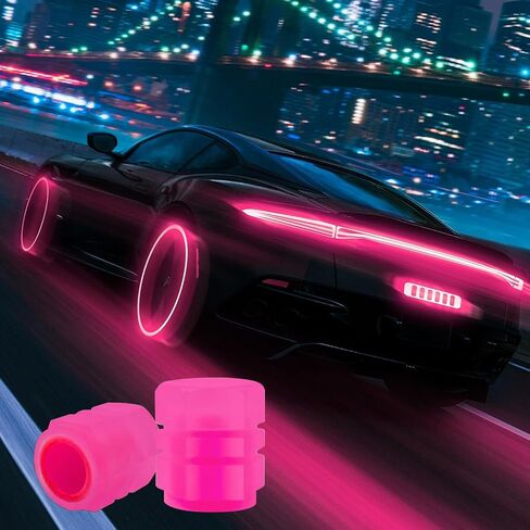 4 PCS CAR CAR Luminous Tyre Valve CATS ، توهج الفلورسنت في غطاء أغطية الهواء الليلية المظلمة ، أغطية ضغط إطارات مطاطية عاكسة عالمية ، لمعظم شاحنات السيارات (أحمر) in Saudi Arabia