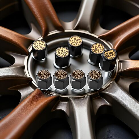 4 Pcs Tire Valve Stem Caps Cover, Metal Air Valve Cap, Aluminum Car Wheel Stem Caps, Universal Stem Covers for Cars, Trucks, Bikes, Motorcycles, Corrosion Resistant (Leopard Print) in Saudi Arabia