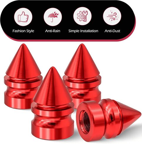 4PCS Car Tire Valve Caps, Spike Aluminum Alloy Valve Stem Caps, Dustproof and Rustproof Tire Covers, Tire Trim Accessories, Universal for Cars, Trucks, SUVs, Motorcycles, Bicycles (Silver) in Saudi Arabia