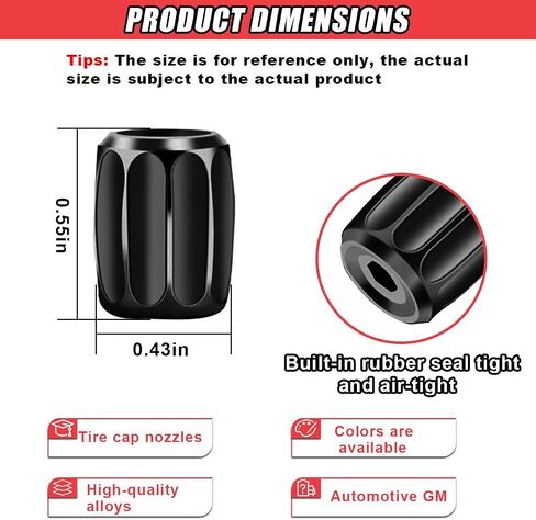 4 PCS Locking Car Tire Valve Stem Caps, Anti-Theft Wheel Valve Covers with Rubber Seal, Dust Proof Tire Air Stem Cover, Universal Auto Accessories for Car SUV Truck Motorcycle Bike (Black) in Kuwait