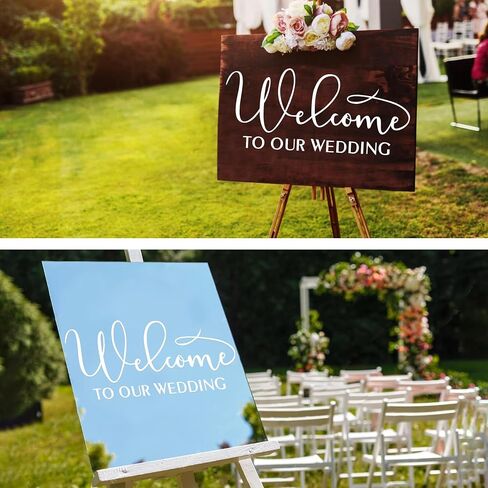 مرحبًا بكم في ديكور ملصق فينيل الزفاف الخاص بنا لسيارة Wall Window Car مقاومة للماء ، حفل استقبال حفل استقبال للأزواج للزوج DIY ذاتي اللصق (White-Wellcome to) in Kuwait