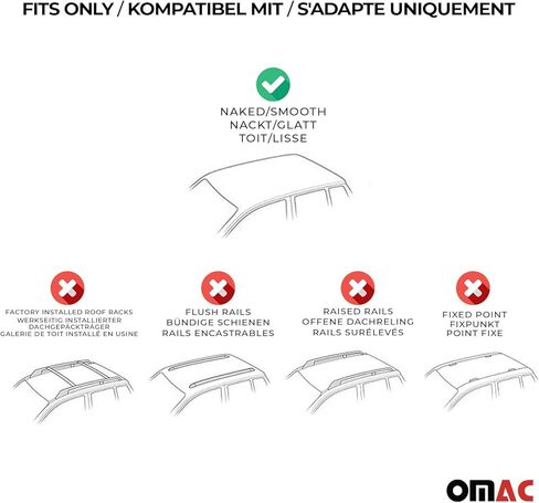 OMAC Smooth Roof Racks Cross Bars Luggage Carrier for Volvo V50 2008-2012 Black 2 Pcs Anti-Theft for Travel Kayak Canoe Surf Ski Snowboard Camping in Saudi Arabia