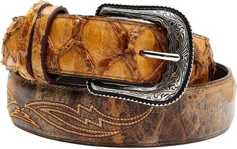 Cody James Men's Camel Embroidered Pirarucu Belt - Cjasp21bt10 in Saudi Arabia
