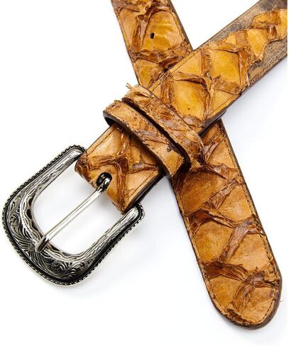 Cody James Men's Camel Embroidered Pirarucu Belt - Cjasp21bt10 in Saudi Arabia