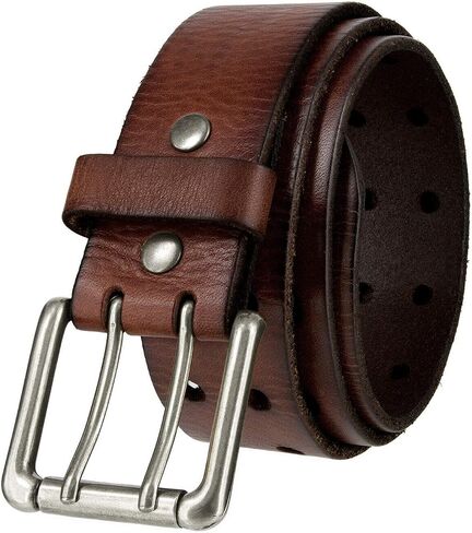 Double Prong Twin Roller Buckle Full Grain Genuine Leather Punk Biker Casual Jean Belt 1-1/2" Wide in Saudi Arabia