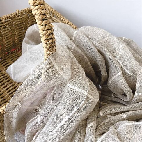 Unisex Japanese Retro Plaid Pure Linen Infinity Scarf Long Fringed Four Seasons Silk Scarf Shawl for Women & Men (Color : Style 1, Size : 75x210cm) in Kuwait