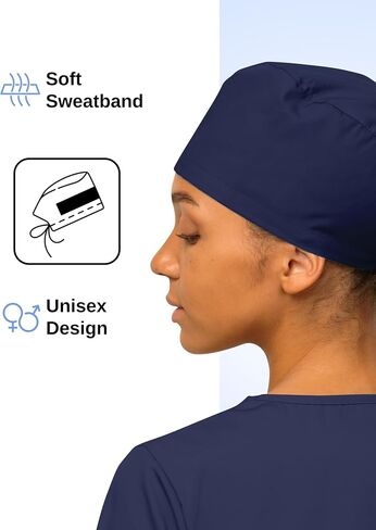 Women’s Working Scrub Cap with Adjustable Elastic Tie-Back – Lightweight, Washable Nursing Cap with Built-in Sweatband in Saudi Arabia