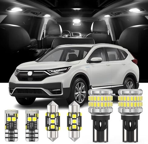 AENVTOL 13 قطع مصابيح LED LED INTORIOR AT + احتياطيًا مصابيح عكسية لـ Honda CRV 2017-2023 HRV 2014-2022 WHITE 6000K LED PLUGN in Saudi Arabia
