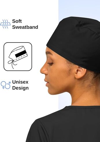 Women’s Working Scrub Cap with Adjustable Elastic Tie-Back – Lightweight, Washable Nursing Cap with Built-in Sweatband in Saudi Arabia