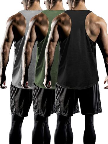 Tank Tops Men Y-Back Muscle 3 Pack Dry Fit Sleeveless Workout Tank Tops for Men Mesh Material Running Gym in Saudi Arabia