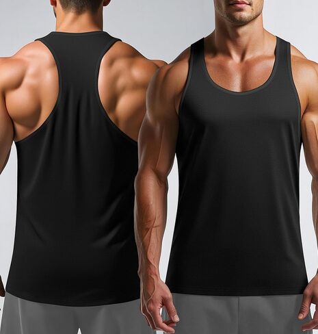 Tank Tops Men Y-Back Muscle 3 Pack Dry Fit Sleeveless Workout Tank Tops for Men Mesh Material Running Gym in Saudi Arabia