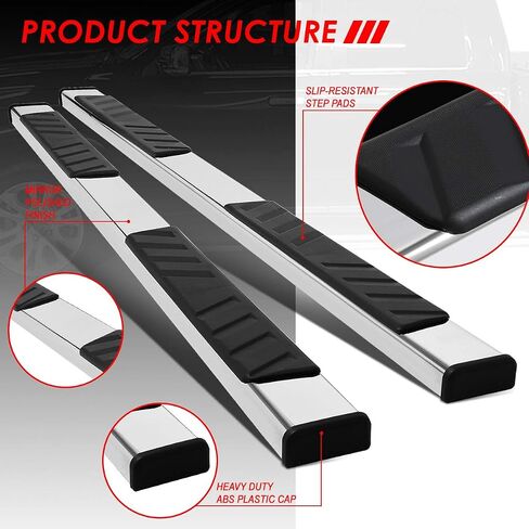 Auto Dynasty Running Boards Compatible with 2009-2024 Dodge Ram 1500 2500 3500 Crew Cab, Stainless Steel Side Step Rail Nerf Bars, 5" Step Bars, Polished Chrome in Saudi Arabia