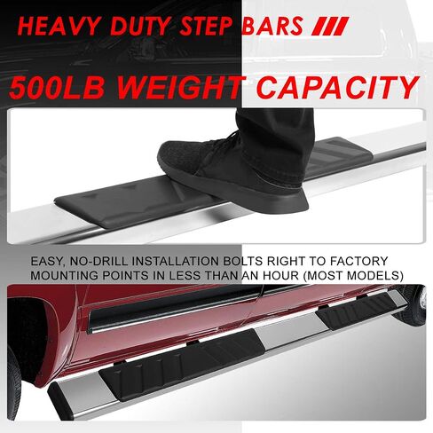 Auto Dynasty Running Boards Compatible with 2009-2024 Dodge Ram 1500 2500 3500 Crew Cab, Stainless Steel Side Step Rail Nerf Bars, 5" Step Bars, Polished Chrome in Saudi Arabia