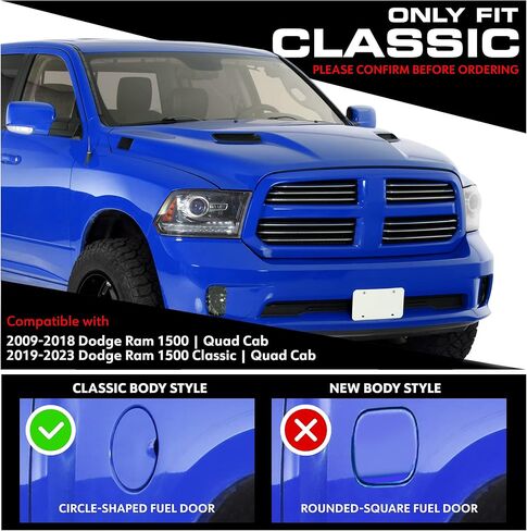 Tyger Auto 4 "Riser Running لوحات متوافقة مع 2009-2018 Dodge RAM 1500 ؛ 2019-2024 Classic | Quad Cab | TG-RS2D40068 | Side Step Rails Nerf Bars in Kuwait