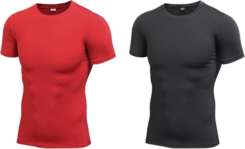 2pack Men's Compression Shirts V-Neck Short Sleeve Athletic T-Shirt Outdoor Running Quick Dry in Saudi Arabia