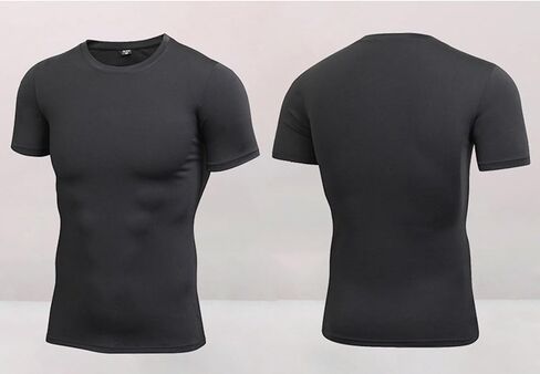 2pack Men's Compression Shirts V-Neck Short Sleeve Athletic T-Shirt Outdoor Running Quick Dry in Saudi Arabia