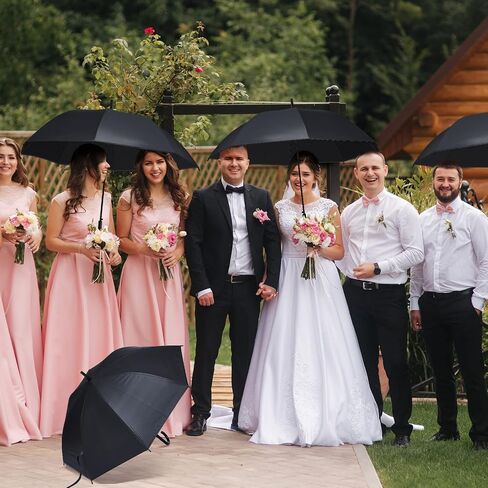 Fabbay 4 Pcs Clear Umbrella Auto Open Dome Windproof Umbrella with J Hook Handle for Wedding Graduation Events in Saudi Arabia