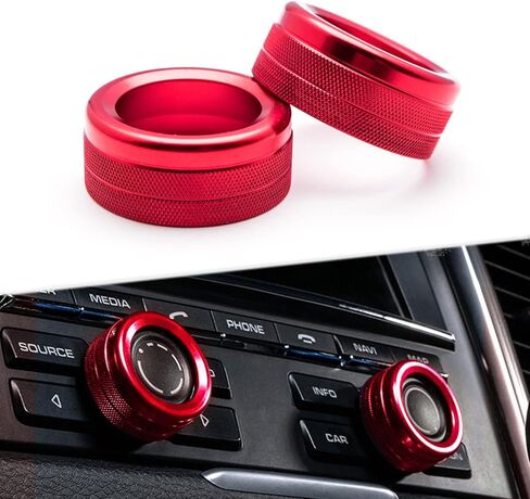 Xotic Tech Center Console AC Control Climate Control Multimedia Volume Cover Ring Cover Trim Trim متوافق مع Porsche Cayenne & Panamera (الألومنيوم الفضي) - 2pcs in Saudi Arabia