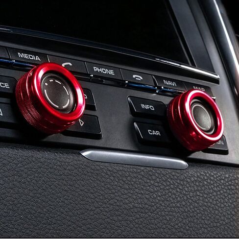 Xotic Tech Center Console AC Control Climate Control Multimedia Volume Cover Ring Cover Trim Trim متوافق مع Porsche Cayenne & Panamera (الألومنيوم الفضي) - 2pcs in Saudi Arabia