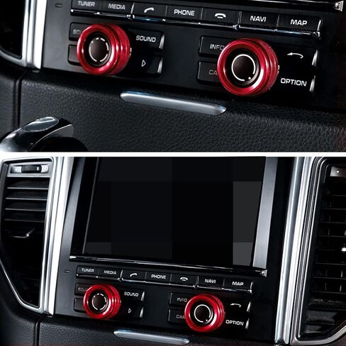 Xotic Tech Center Console AC Control Climate Control Multimedia Volume Cover Ring Cover Trim Trim متوافق مع Porsche Cayenne & Panamera (الألومنيوم الفضي) - 2pcs in Saudi Arabia