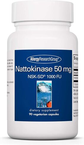 Allergy Research Group Nattokinase 50mg Supplement - NSK-SD 1000 FU, Cardiovascular Support, Circulatory Health, Vegetarian Capsules - 300 Count in Kuwait
