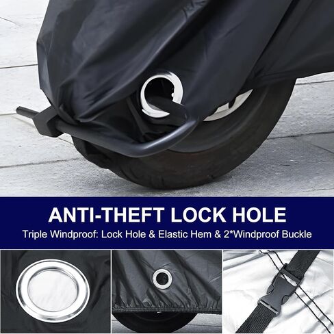 Motorcycle Cover: Waterproof Sun Dust Motorcycle shelter, 210 D Heavy Duty Motorcycle Tarp Outdoor Protection with Night Reflective & Lock-Holes-2XL(96.5") in Saudi Arabia