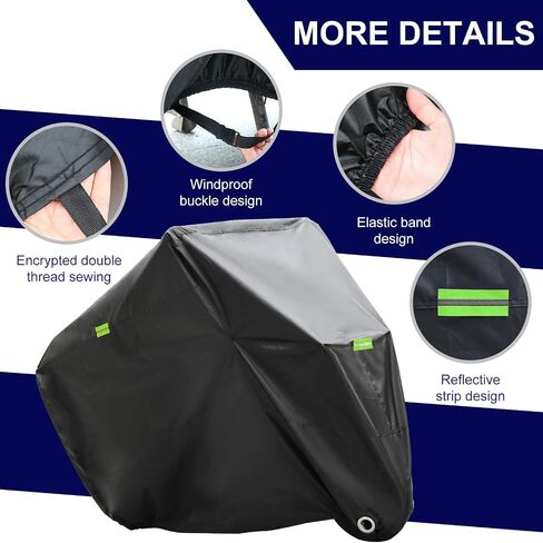 Motorcycle Cover: Waterproof Sun Dust Motorcycle shelter, 210 D Heavy Duty Motorcycle Tarp Outdoor Protection with Night Reflective & Lock-Holes-2XL(96.5") in Saudi Arabia