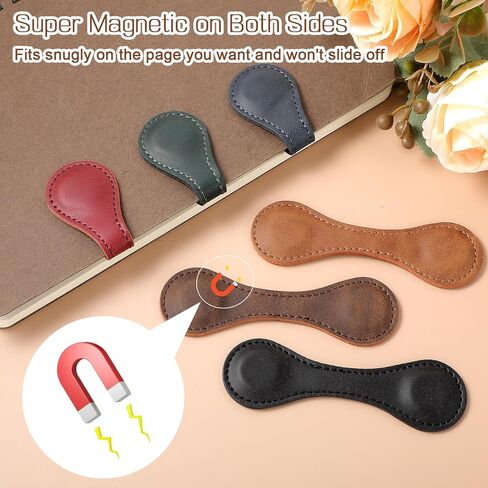 3Pcs Magnetic Leather Bookmark, Timeless Mark Magnetic Leather Bookmark, Magnetic Bookmarks for Men, Women, Student, Teacher, Book Lovers, Reader Gift（Burgundy/Dark Green/Coffee） in Saudi Arabia