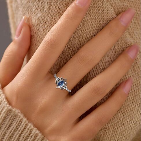 FK MY TRAUMA LOTUS RING, S925 Sterling Silver Lotus Flower Promise Rings Zircon Inlaid Begin Again Inspirational Ring Reminds You To Let Go of Your Trauma in a Playful Way No Mud No Lotus Ring Jewelry Gifts for Women Sisters in Kuwait