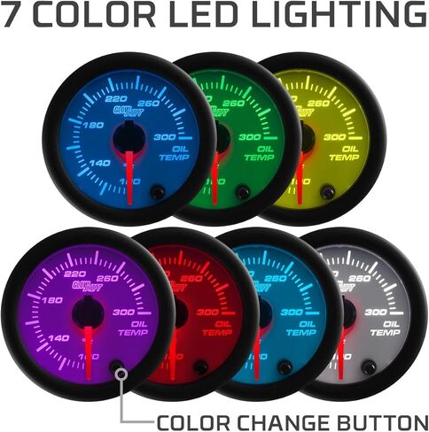 GlowShift White 7 Color 300 F ilting alge kit - تشمل مستشعرًا إلكترونيًا - الاتصال الهاتفي الأبيض - عدسة صافية - للسيارة والشاحنة - 2-1/16 "52 مم in Saudi Arabia