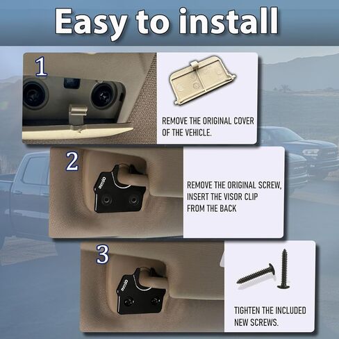 Sun Visor Repair Kit fits for Dodge Ram 1500 Trucks 2019-2023 Aluminum Alloy Sun Visor Repair Fix Clips Truck Visor Clip Fix Kit for Ram 1500 Trucks Restores Sagging Loose Visor (1 Pack) in Kuwait