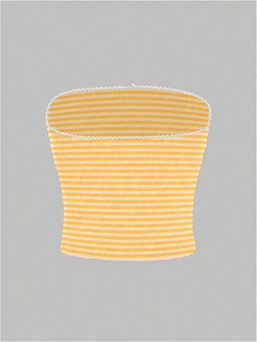 Gorglitter Women's Women Striped Tube Top Top Brandless Y2K Bandeau يخرج من قمم المحاصيل اللطيفة in Kuwait