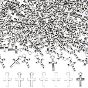 300Pcs Cross Charms Gold Silver Alloy Curcifix Charms Pendants with Hole for Jewelry Making Accessory Supplies Bracelet Necklace Dangle Earring Keychain Purse Backpack Charm DIY Craft in Kuwait