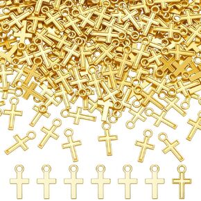 300Pcs Cross Charms Gold Silver Alloy Curcifix Charms Pendants with Hole for Jewelry Making Accessory Supplies Bracelet Necklace Dangle Earring Keychain Purse Backpack Charm DIY Craft in Saudi Arabia