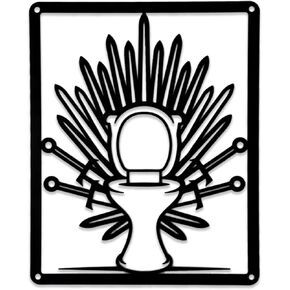 Metal Toilet Wall Sign Decor Funny Bathroom Sign for Restroom, Washroom, or Man Cave - 9.1 x 7.9 Inch in Kuwait