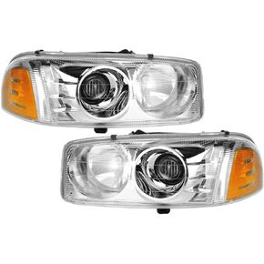 Epic Lighting Oe Style Halogen Proofles Assembly Placbly for GMC 00-06 Yukon Denali 99-07 Sierra Denali [GM2502214 GM2503214 15218077 15218078] زوج in Kuwait