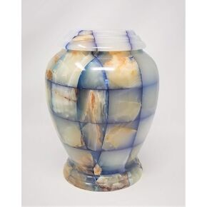 Real Natural Marble Cremation Urn for Human Ashes - Adult Funeral Urn - Affordable Urn for Ashes - Large Urn Deal. (Blue Rainbow Olpe) in Saudi Arabia